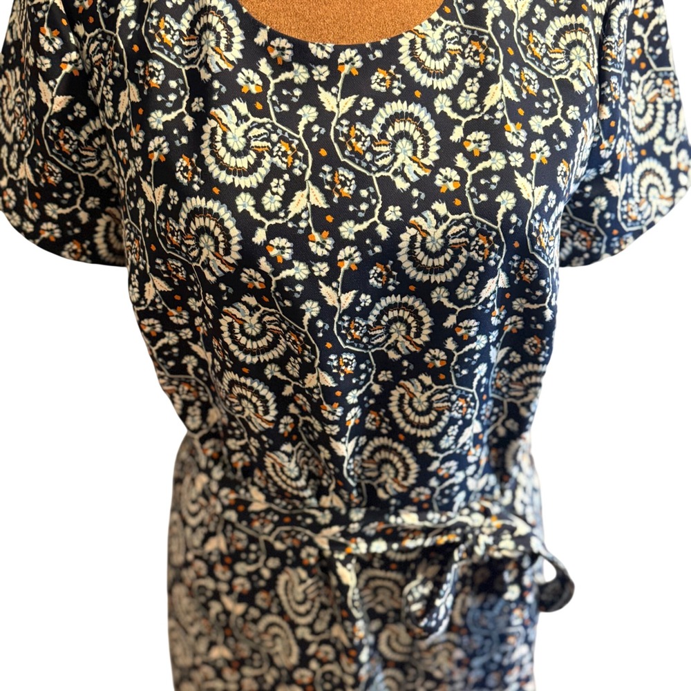NWT J.Crew Floral Paisley Shift Womens 4 Navy Short Sleeve Luxury Office‎ Preppy